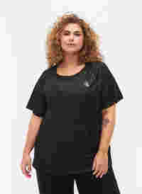 Träningst-shirt med tryck och mesh, Black, Model