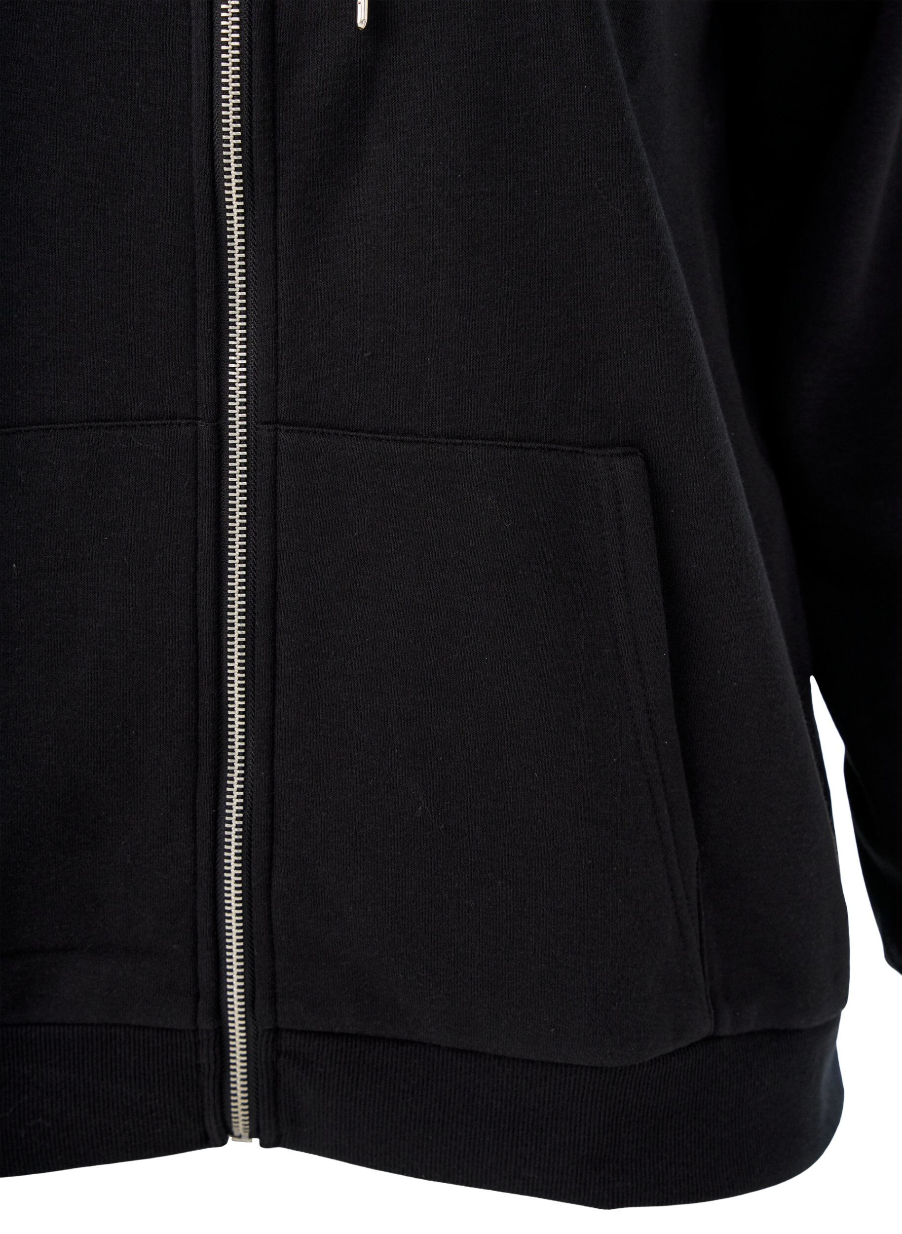 ZizziZipped sweat hoodie with pockets, Black, Packshot image number 2