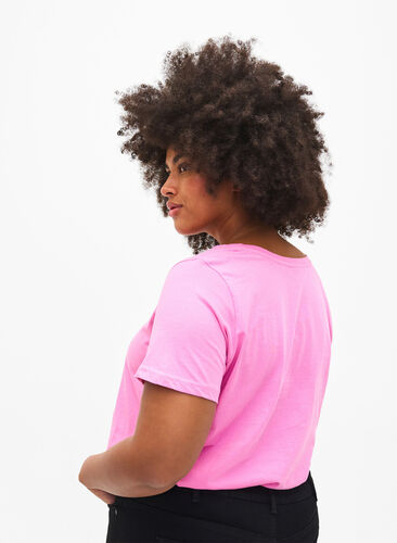 T-shirt i bomull med rund halsringning och tryck, RoseBloom W. Love, Model image number 1