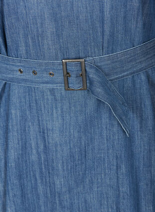 Jeansklänning med bälte och 3/4 ärmar, Blue denim, Packshot image number 3