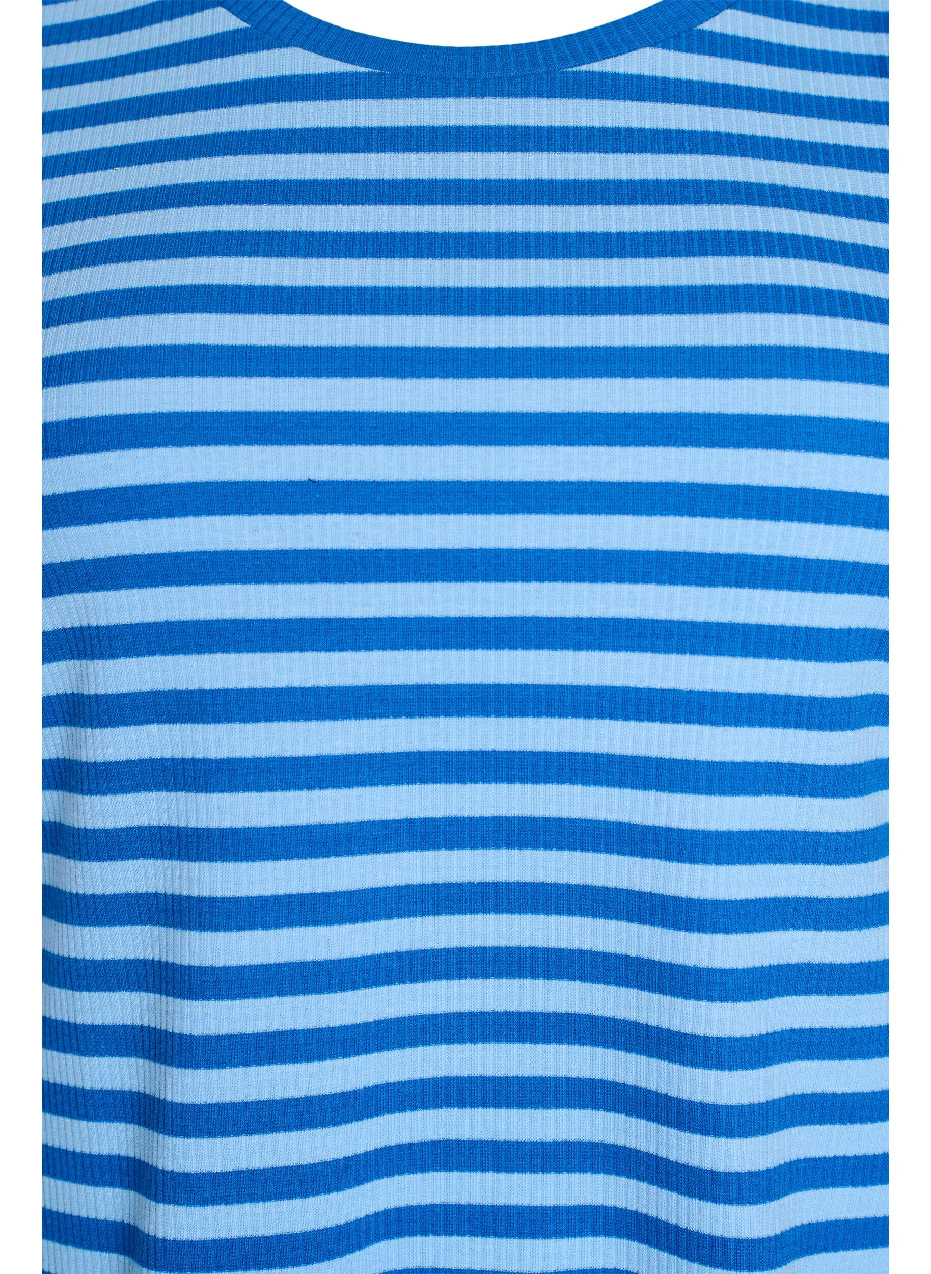 ZizziRandig t-shirt med ribbad struktur, Bl&aring;, Packshot image number 2