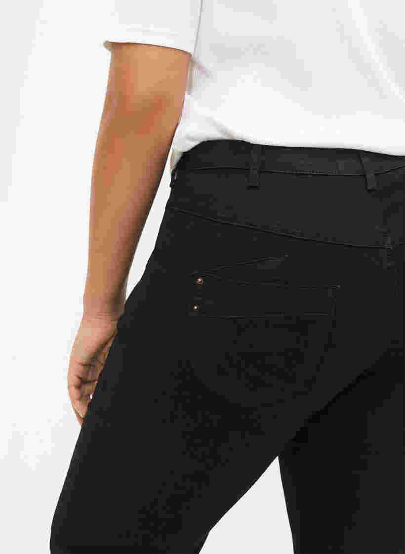 Regular fit Gemma jeans med hög midja, Black, Model image number 4
