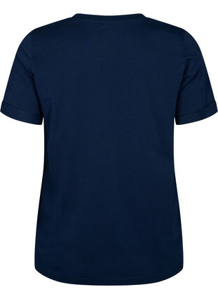 V-ringad t-shirt i bomull, Navy Blazer, Packshot image number 1
