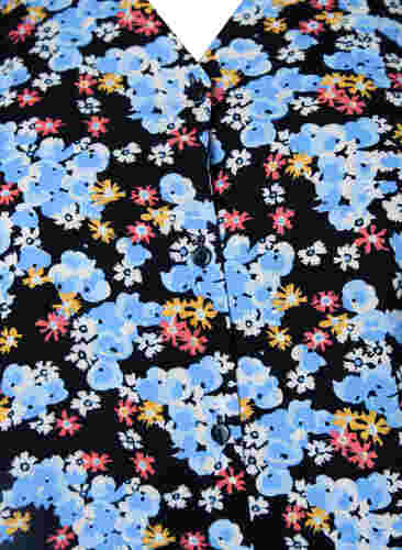 Mönstrad pyjamaströja i viskos, Black Blue Flower, Packshot image number 2