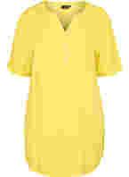 Viskostunika med v-ringning och knappar, Primrose Yellow