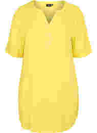 Viskostunika med v-ringning och knappar, Primrose Yellow