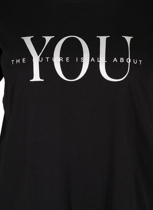 T-shirt med tryck i ekologisk bomull, Black You, Packshot image number 2
