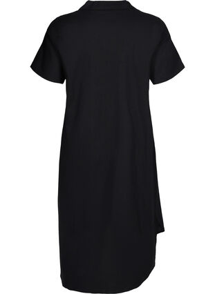 Lång bomullsskjorta med korta ärmar, Black, Packshot image number 1