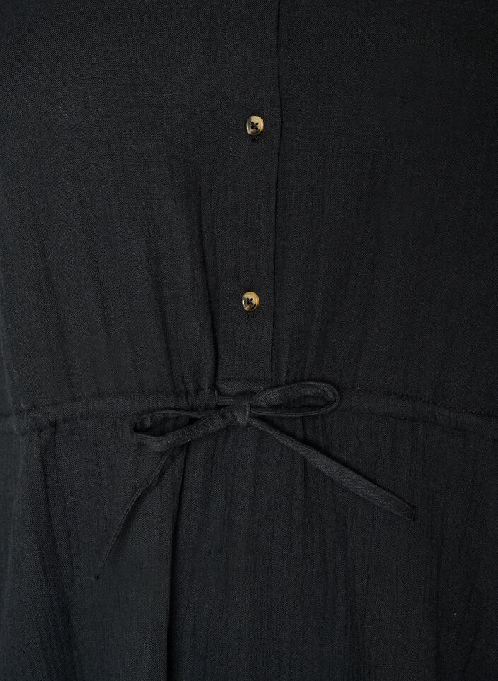 &Auml;rml&ouml;s kl&auml;nning i bomullsmuslin med knytband, Svart, Packshot image number 2