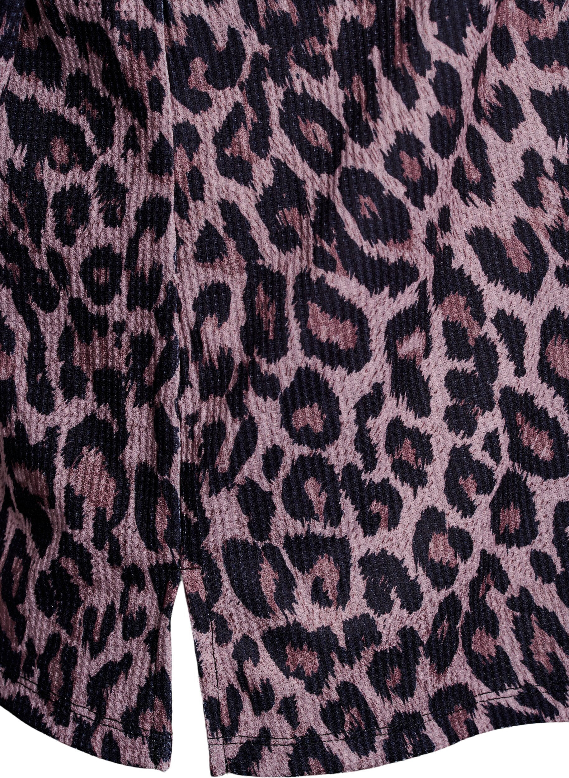 Zizzi Pik&eacute;tr&ouml;ja med leopardm&ouml;nster och guldf&auml;rgade knappar, Brun, Packshot image number 3