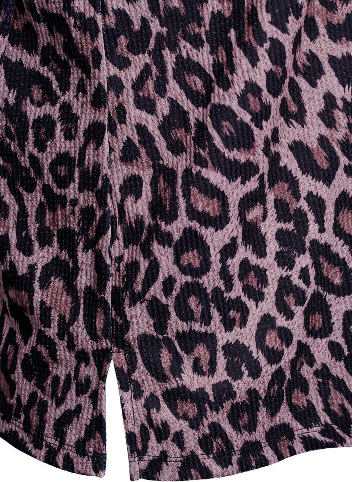 Pikétröja med leopardmönster och guldfärgade knappar, Brun, Packshot image number 3