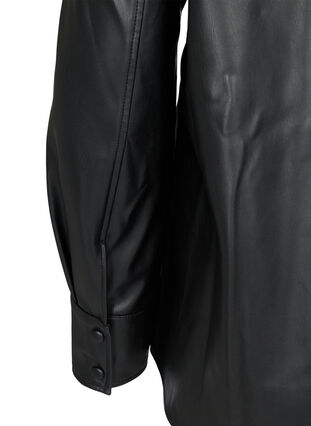 Skjortjacka i imiterad läder, Black, Packshot image number 3