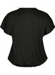 Blus i jersey med texturerade r&auml;nder och smock i nederkanten, Svart, Packshot image number 1