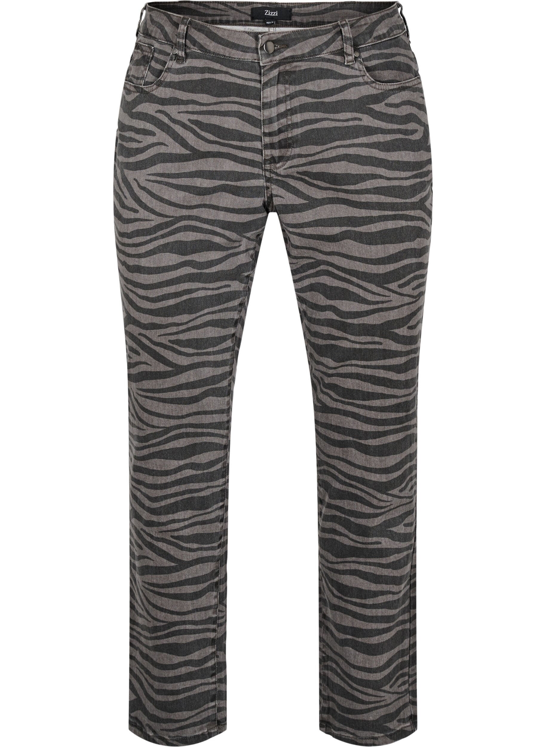Zizzi Emily-jeans med leopardm&ouml;nster, Svart, Packshot image number 0