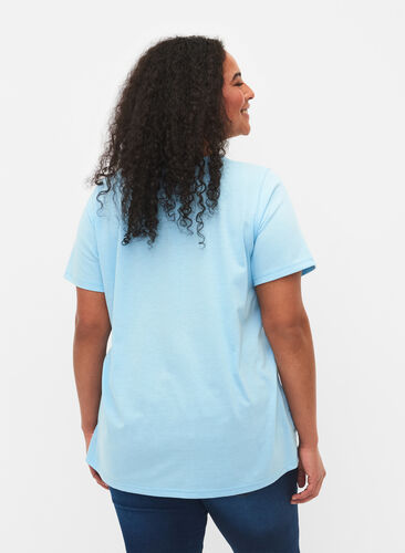 Kortärmad t-shirt med v-hals, Sky Blue, Model image number 1
