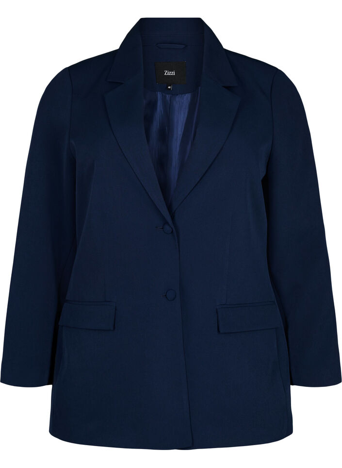 Klassisk blazer med knapp, Navy Blazer, Packshot image number 0