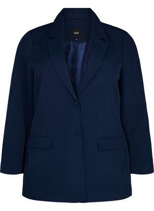 Klassisk blazer med knapp, Navy Blazer, Packshot image number 0