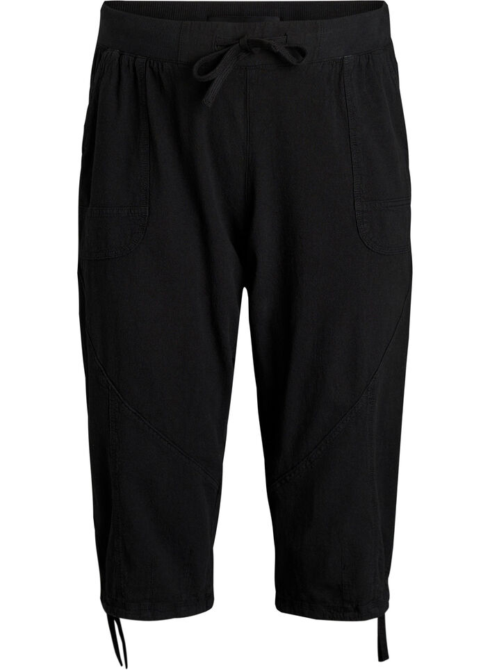 Capribyxor i bomull, Svart, Packshot image number 0