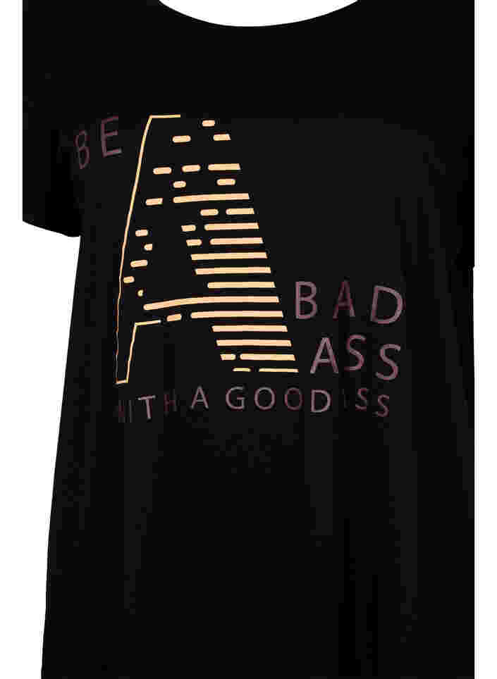  T-shirt till träning med print, Black w. Bad Ass, Packshot image number 2