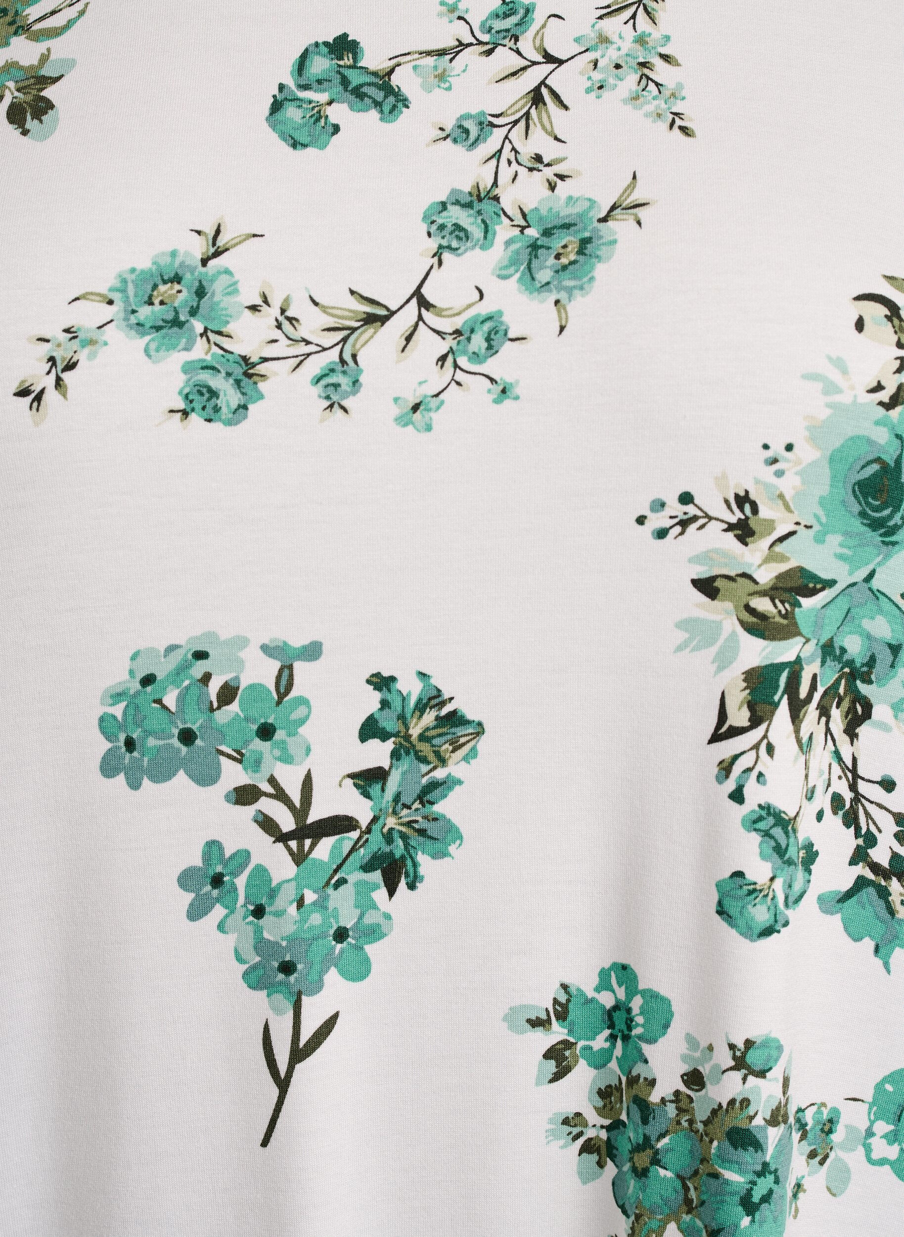 Zizzi T-shirt med blommigt tryck, Vit, Packshot image number 2