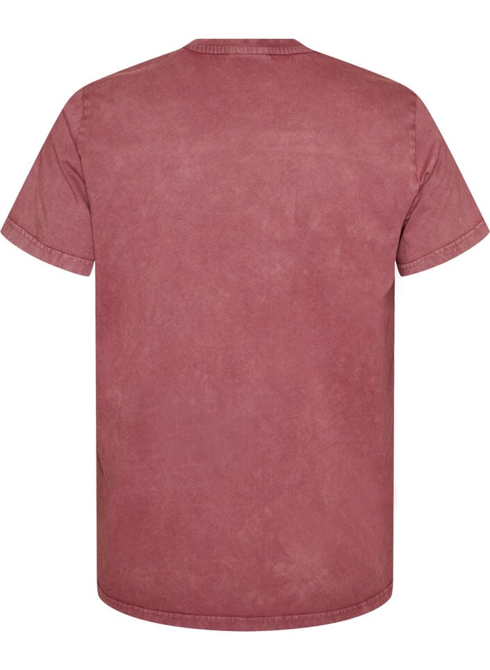 T-shirt i bomull med tryck framtill och en tv&auml;ttad look, R&ouml;d, Packshot image number 1