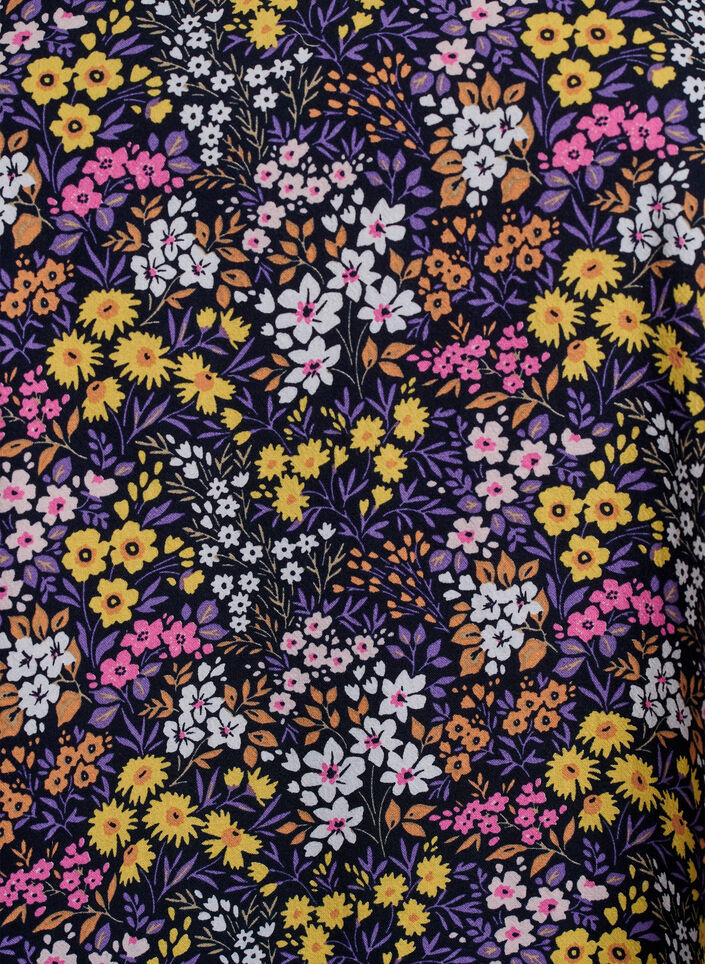 Kort a-linjeformad kl&auml;nning med blomm&ouml;nster, Bl&aring;, Packshot image number 2
