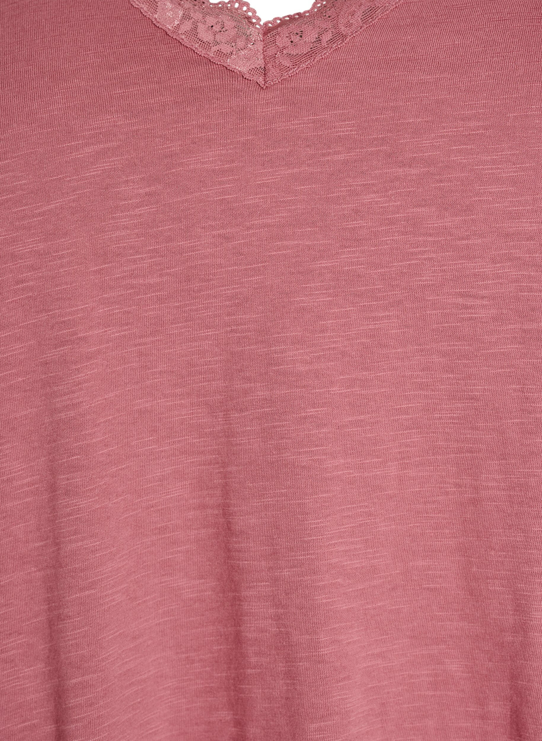 Zizzi T-shirt med spetskant, Rosa, Packshot image number 2