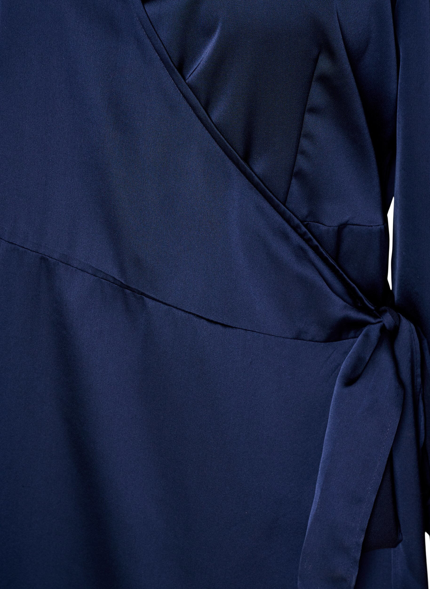 ZizziKort omlottkl&auml;nning i satin, Bl&aring;, Packshot image number 2