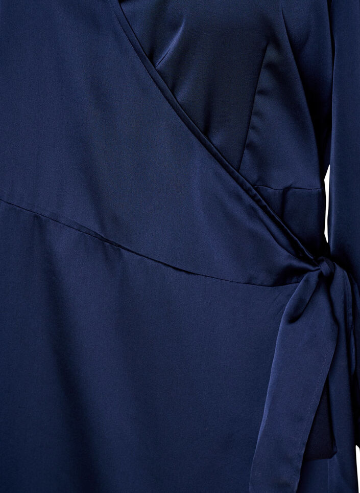 Kort omlottkl&auml;nning i satin, Bl&aring;, Packshot image number 2