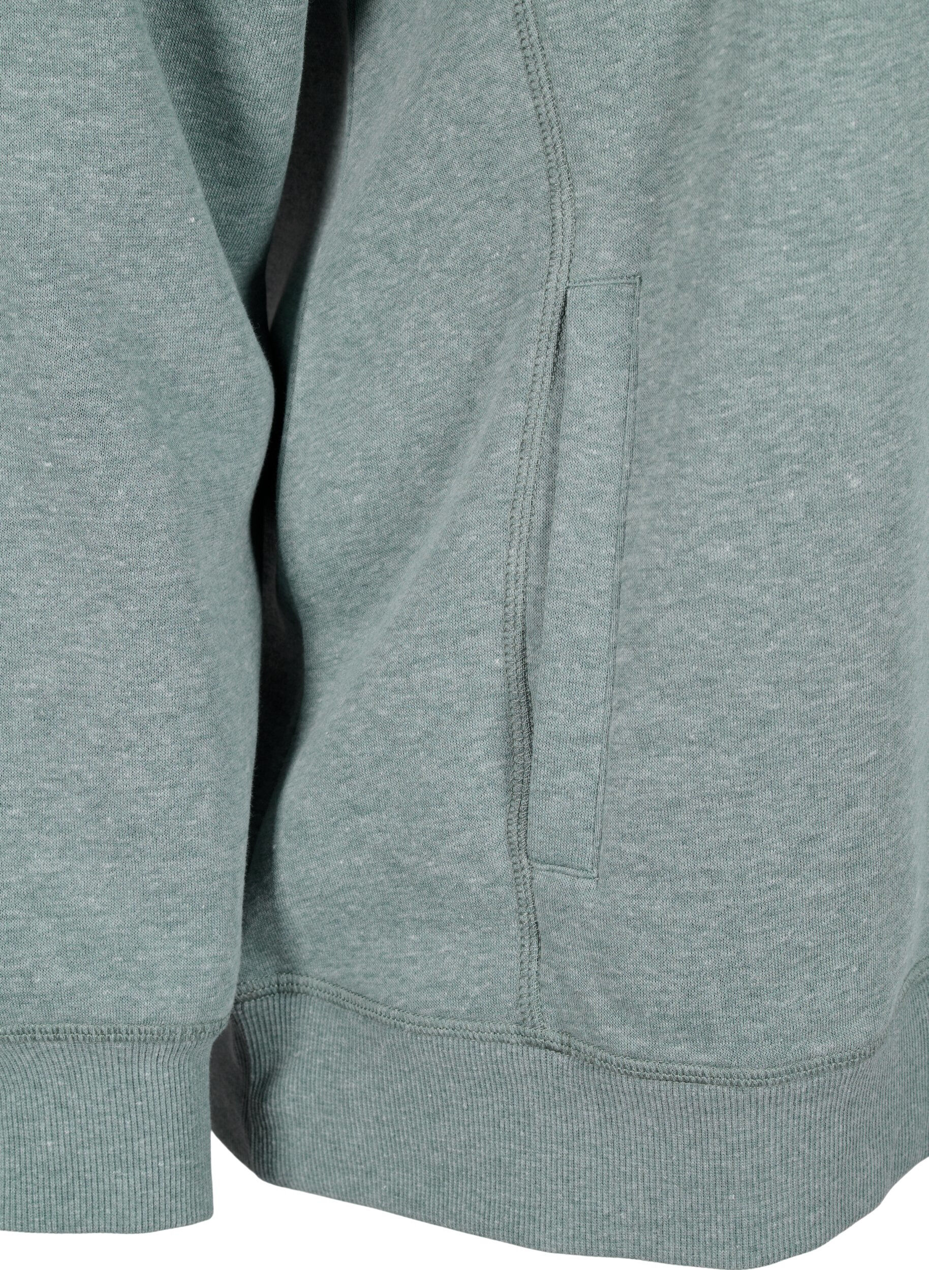 Zizzi FLASH - Sweatshirt med h&ouml;g krage, Balsam Green Melange, Packshot image number 3