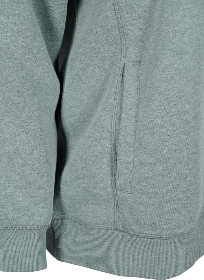 FLASH - Sweatshirt med hög krage, Balsam Green Melange, Packshot image number 3