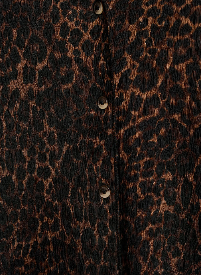 &Auml;rml&ouml;s topp med v&aring;gig struktur och kn&auml;ppning, Brun, Packshot image number 2