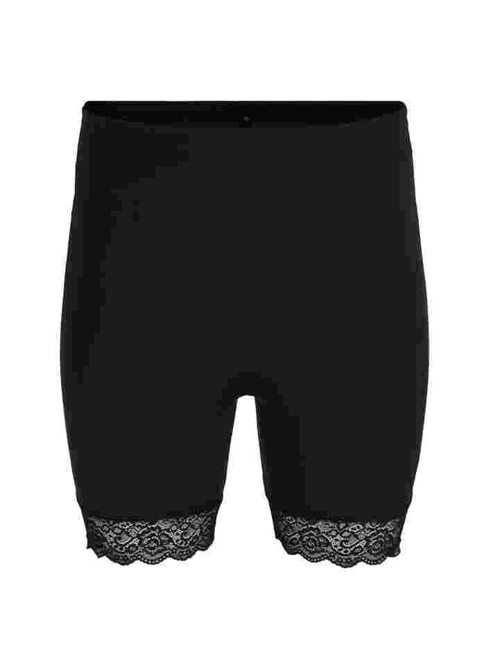 Light shapewear shorts med spetskant, Black, Packshot image number 0