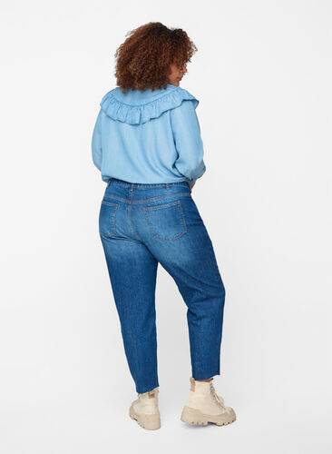 Croppade mom fit Mille jeans med lös passform, Blue Denim 5, Model image number 1