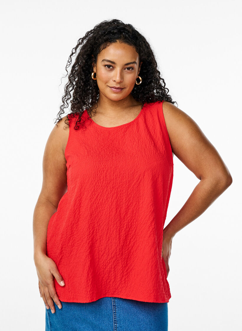 &Auml;rmelloses Top mit Struktur, R&ouml;d, Model image number 0