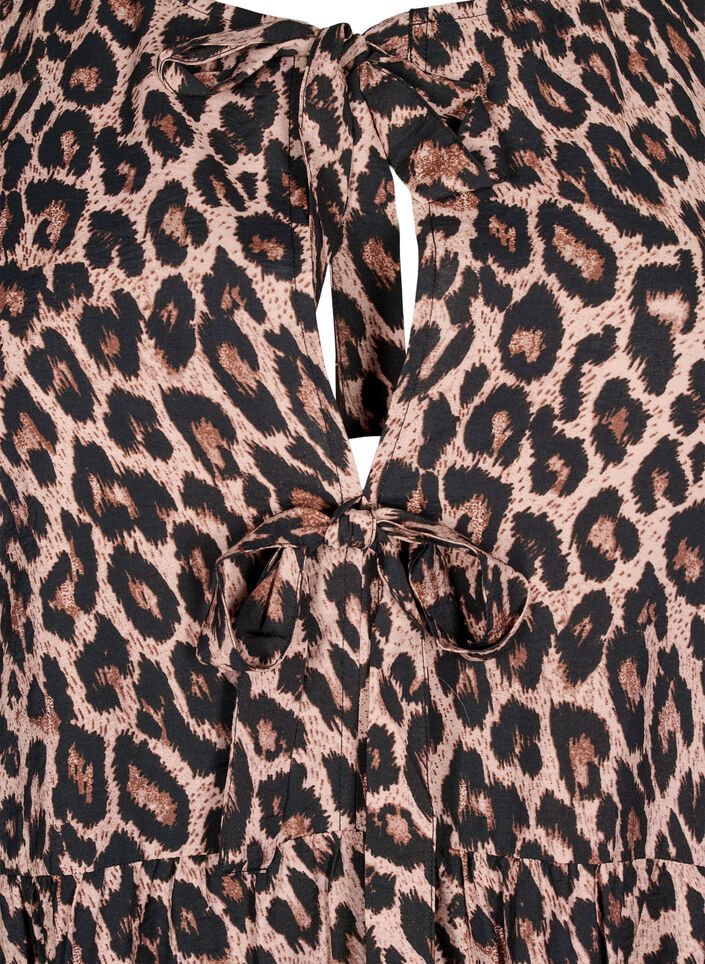 Klänning med rosetter och 3/4-ärmar, LEO AOP, Packshot image number 2