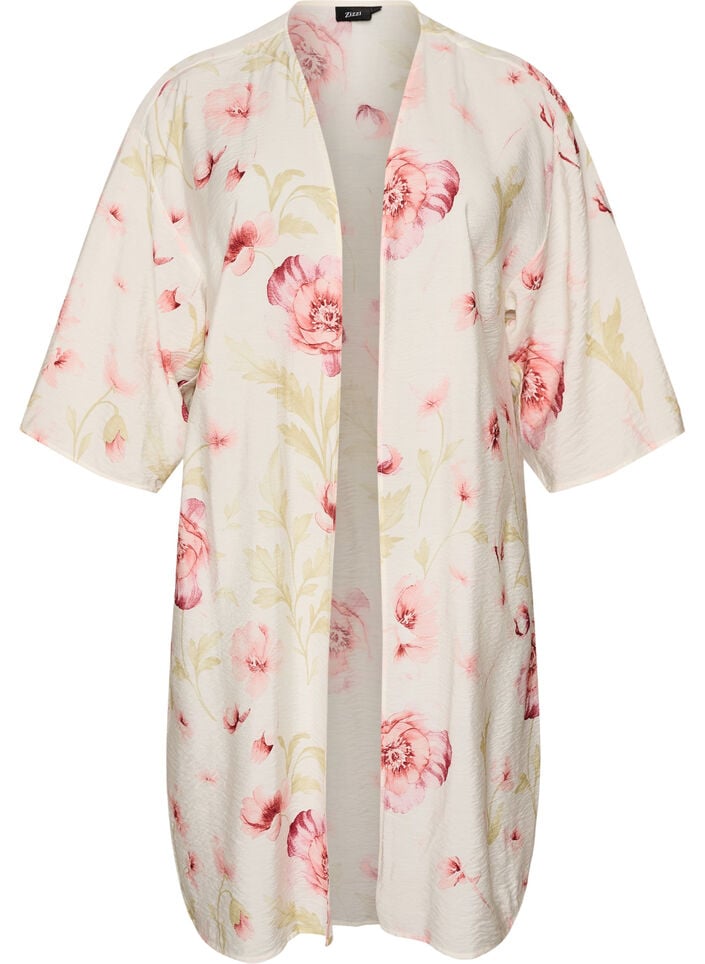 Kimono i viskos med trekvarts&auml;rmar, Rosa, Packshot image number 0