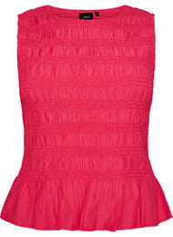 Smocktopp med b&aring;tringning och peplum, Rosa