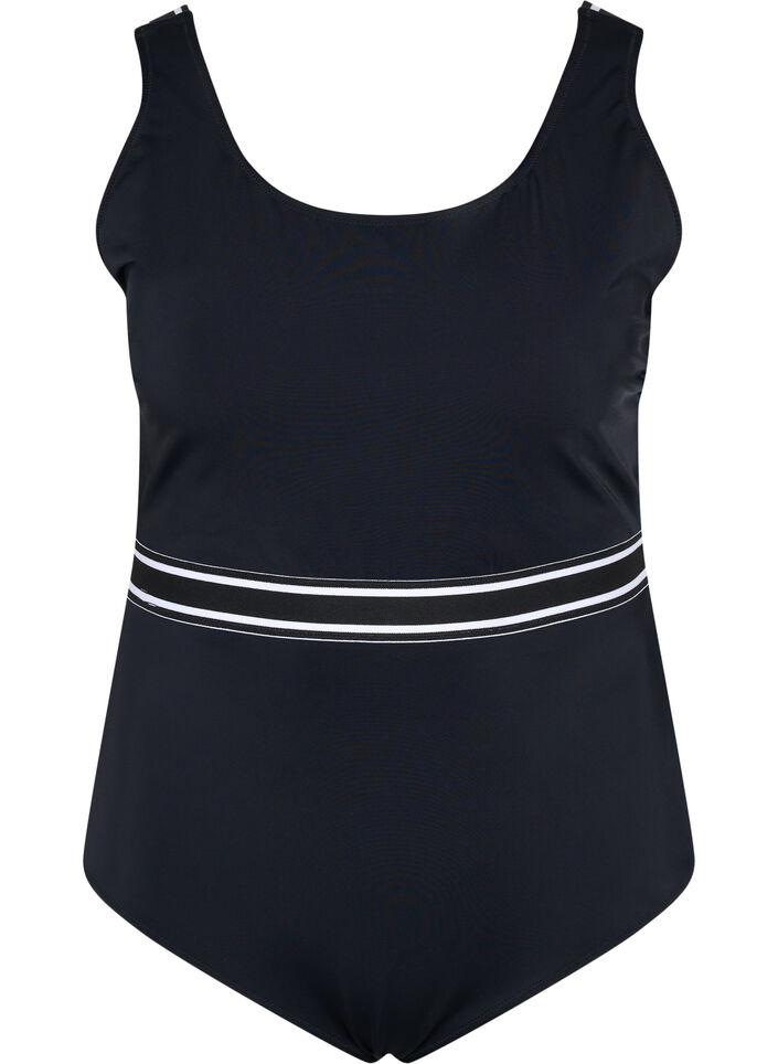 Baddräkt med rund halsringning, Black, Packshot image number 0