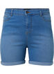 Jeansshorts med hög midja och slim fit, Medium Blue Denim, Packshot image number 0