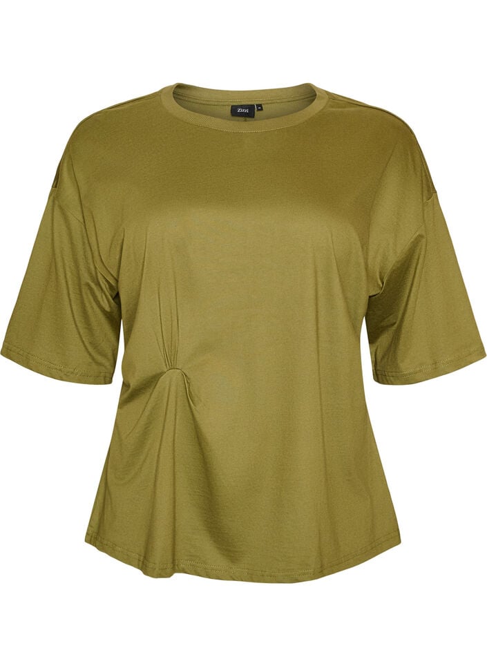 T-shirt med draperad detalj, Gr&ouml;n, Packshot image number 0