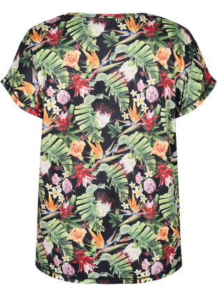 Kortärmad, mönstrad t-shirt för träning, Palm Flower AOP, Packshot image number 1