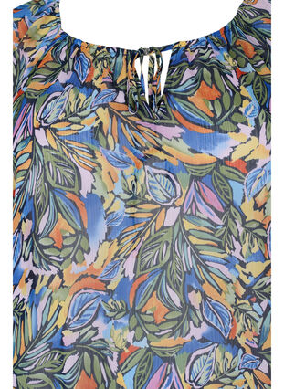 Långärmad blus med knytning vid halsen, Vibrant Leaf, Packshot image number 2
