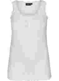 Ribbat linne med spets och knappar, White Cream