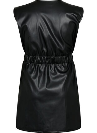 Kort klänning med läderlook, Black, Packshot image number 1