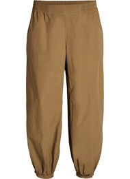 Ballongbyxor i bomull med h&ouml;g midja, Brun