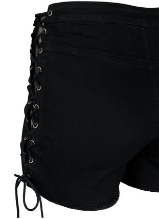 Jeansshorts med snörning, Black Denim, Packshot image number 3