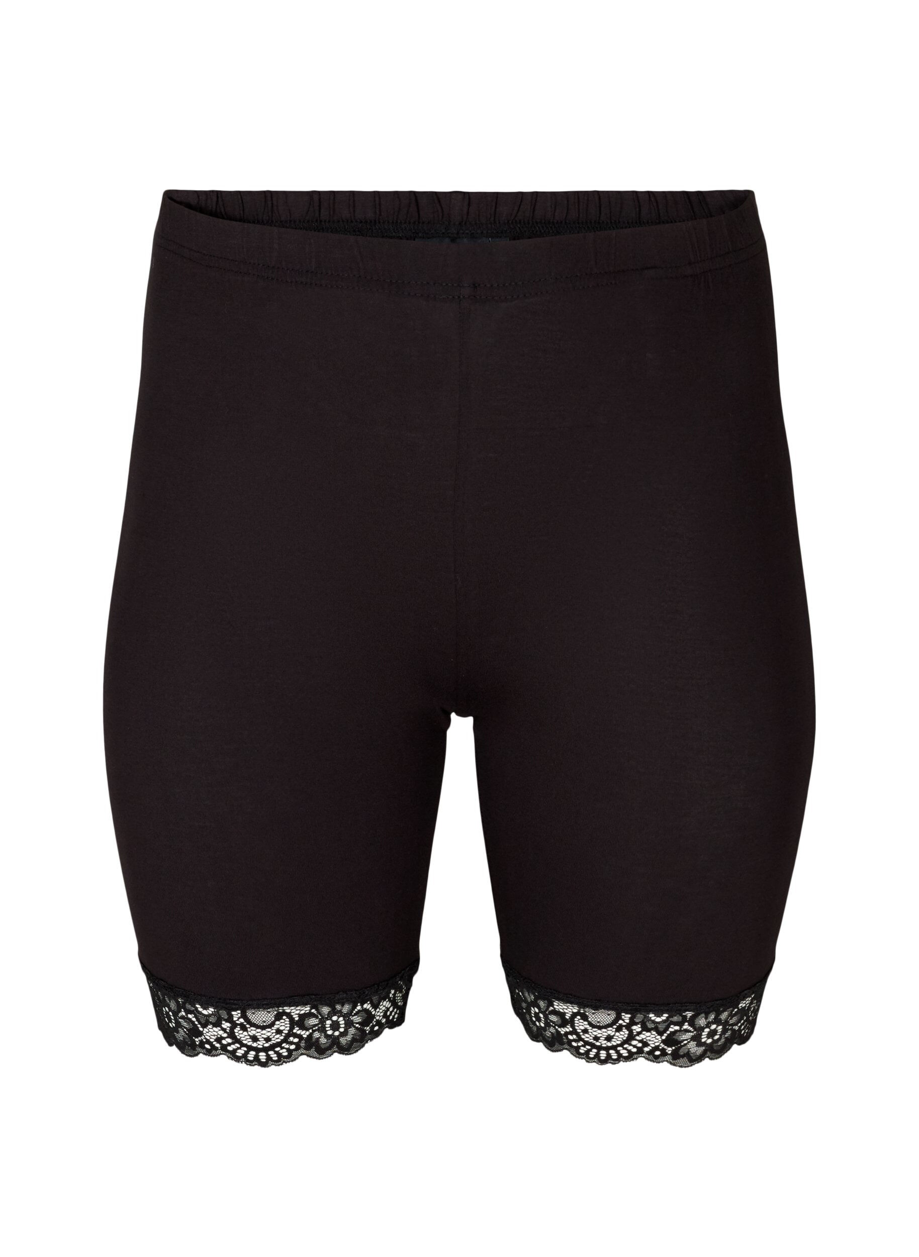 ZizziCykelbyxor med spetskant, Svart, Packshot image number 0