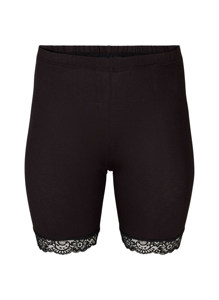 Cykelbyxor med spetskant, Svart, Packshot image number 0