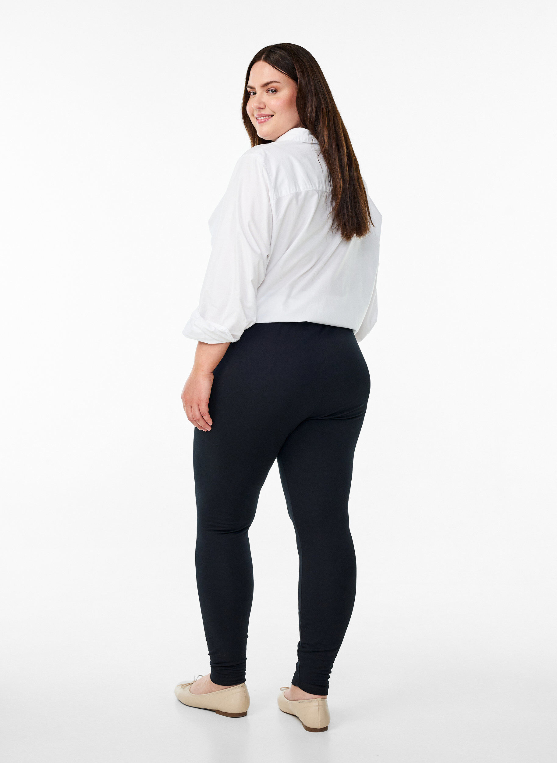 ZizziLeggings i bomull med foder, Svart, Model image number 2